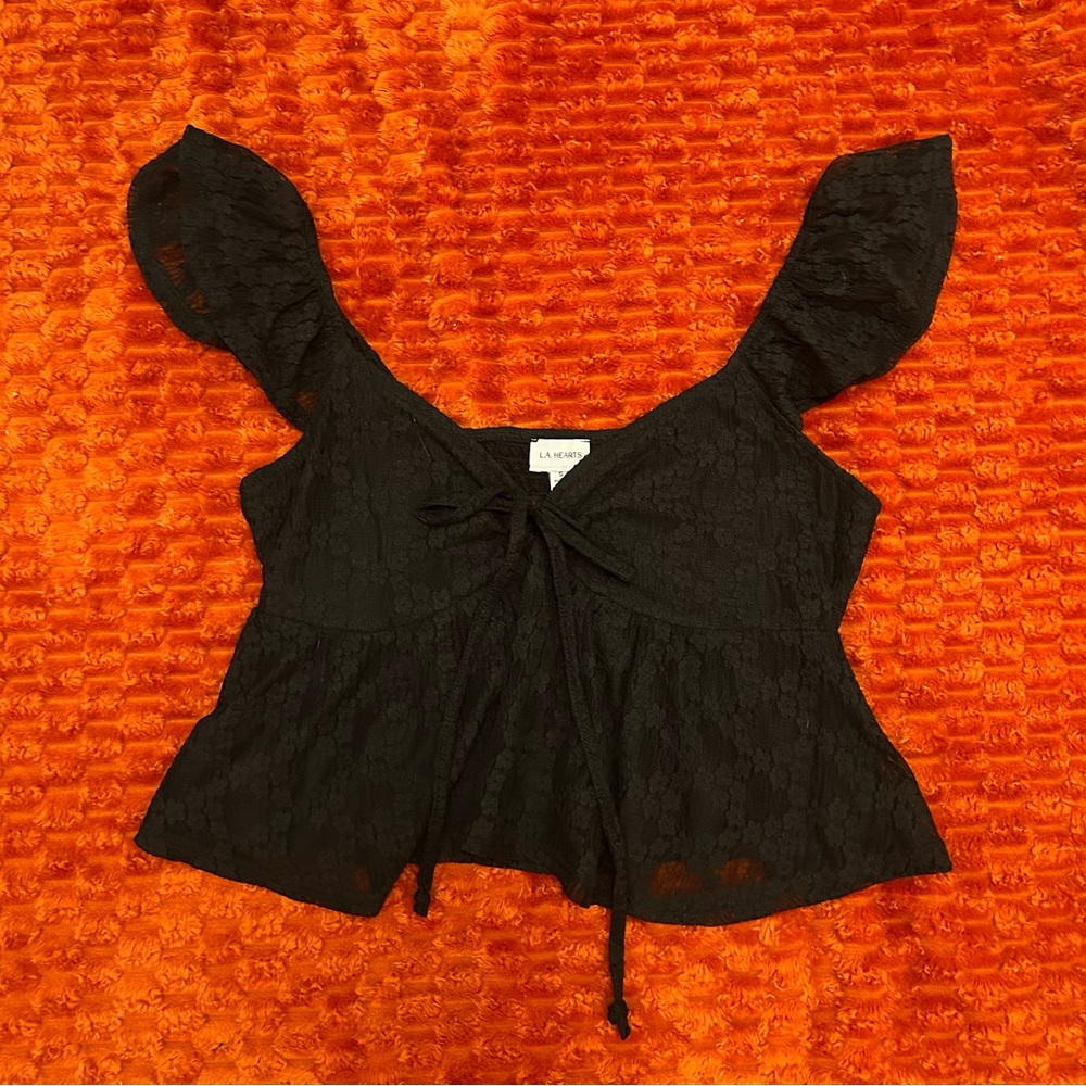 LA HEARTS LACY BLACK TOP